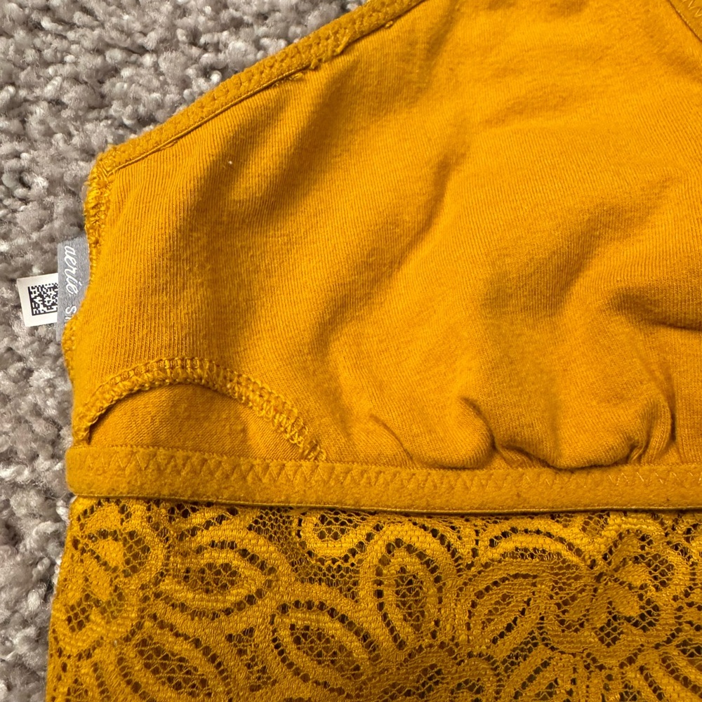 Aerie Mustard Yellow Floral Lace Bralette - Picture 6 of 7